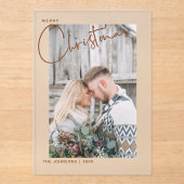 Merry Christmas Scriptフォト初めてのクリスマス アクリル招待状 (正面)