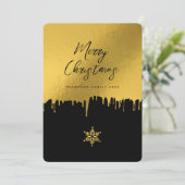 Merry Christmas Scriptブラック&金ゴールド非写真 シーズンカード (スタンド正面)