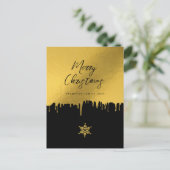 Merry Christmas Scriptブラック&金ゴールド非写真 シーズンポストカード (スタンド正面)