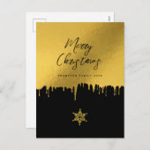 Merry Christmas Scriptブラック&金ゴールド非写真 シーズンポストカード (正面/裏面)