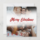 Merry Christmas Script 3 Collage Multi Photo シーズンカード (正面)