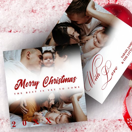 Merry Christmas Script 3 Collage Multi Photo シーズンカード