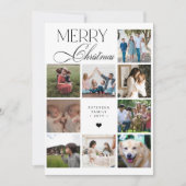 Merry Christmas script 9 photo collage Christmas シーズンカード (正面)