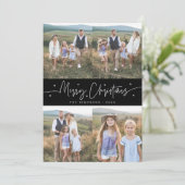 Merry Christmas Script Black Multi Photo シーズンカード (スタンド正面)