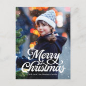 Merry Christmas script classic two photo シーズンポストカード (正面)