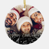 Merry Christmas Script Copy Photo セラミックオーナメント (正面)
