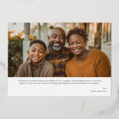 Merry Christmas Script Family Photo 箔シーズンカード (裏面)