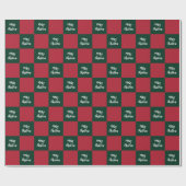 Merry Christmas Script Green and Red Checkerboard ラッピングペーパー (フラット)