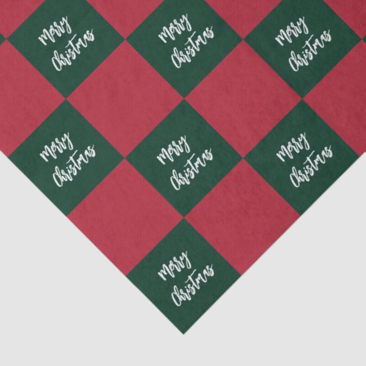 Merry Christmas Script Green and Red Checkerboard 薄葉紙 (詳細)