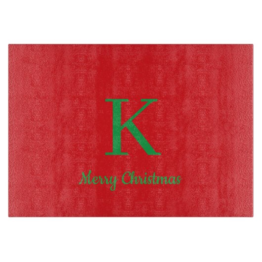 Merry Christmas Script Personalized Monogram カッティングボード (正面)