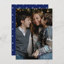 Merry Christmas Script Photo Navy Twinkle
