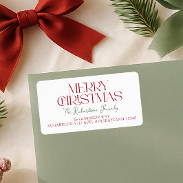 Merry Christmas Script Return Address ラベル