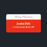 Merry Christmas Script Template Red White Address ラベル<br><div class="desc">Merry Christmas Script Template Red White Address Label.</div>