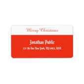 Merry Christmas Script Template Red White Address ラベル (正面)