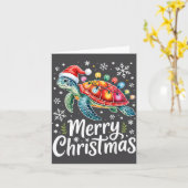 Merry Christmas Sea Turtle Christmas Lights Santa  カード (黄色い花)