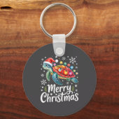 Merry Christmas Sea Turtle Christmas Lights Santa  キーホルダー (正面)
