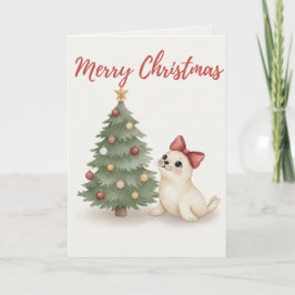 Merry Christmas Seal Card Cozy Holiday Illustrat シーズンカード