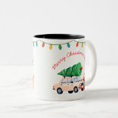 Merry Christmas Șefu’ Dacia 1300 Romanian Holiday ツートーンマグカップ (正面右)