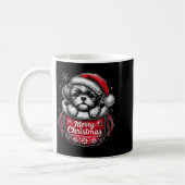 Merry Christmas Shih Tzu Graphic Tee  コーヒーマグカップ (左)