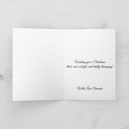 Merry Christmas Simple Cute Cartoon Santa Llama カード (内部)