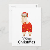 Merry Christmas Simple Cute Cartoon Santa Llama ポストカード (正面/裏面)
