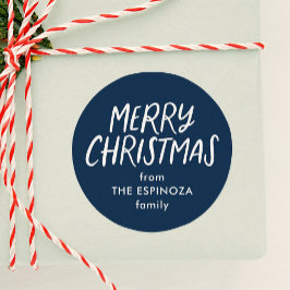 Merry Christmas simple cute navy blue holiday gift ラウンドシール