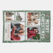 Merry Christmas Simple Doodles 5 Photo Family Gift キッチンタオル (横)