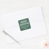 Merry Christmas simple green return address スクエアシール (封筒)