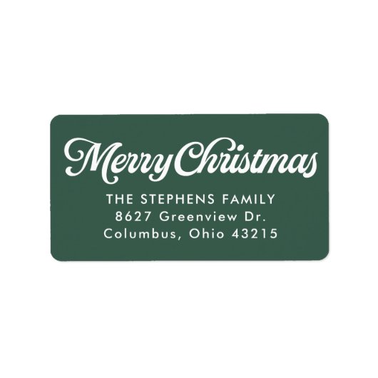 Merry Christmas simple green return address ラベル (正面)