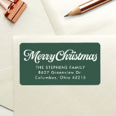 Merry Christmas simple green return address ラベル