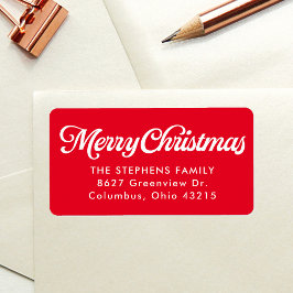 Merry Christmas simple red return address ラベル