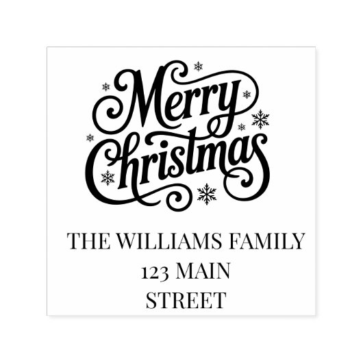Merry Christmas simple script return address セルフインキングスタンプ (デザイン)