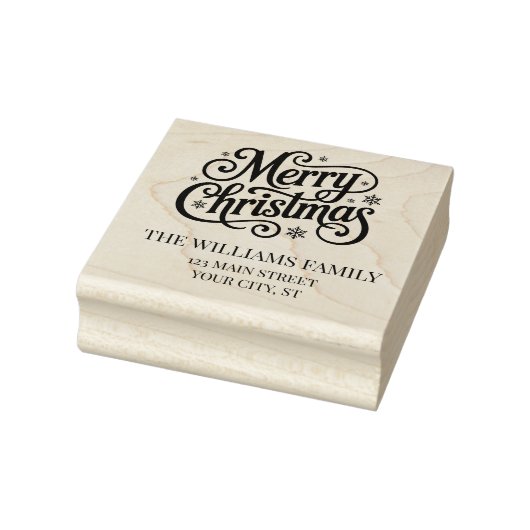 Merry Christmas simple script return address ラバースタンプ (スタンプ)