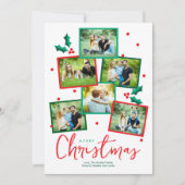 Merry Christmas Six Photo Collage Christmas Card シーズンカード (正面)