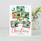 Merry Christmas Six Photo Collage Christmas Card シーズンカード (スタンド正面)