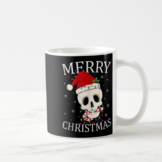 Merry Christmas Skeleton Skull Xmas Lights Men Wom コーヒーマグカップ (右)