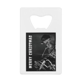 Merry Christmas. Skeleton with Santa hat クレジットカード栓抜き