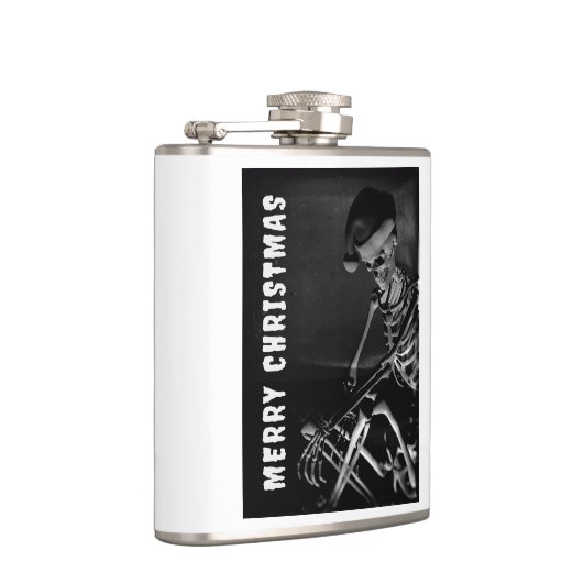 Merry Christmas. Skeleton with Santa hat フラスク (右)