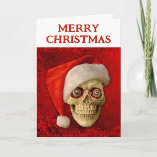 Merry Christmas. Skull wearing Santa hat カード (正面)