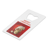 Merry Christmas. Skull wearing Santa hat クレジットカード栓抜き (裏面アングル)