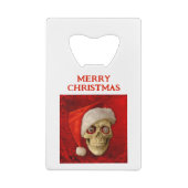 Merry Christmas. Skull wearing Santa hat クレジットカード栓抜き (裏面)