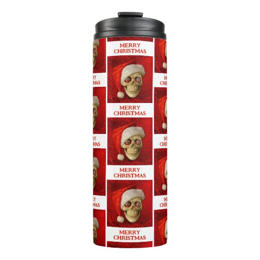 Merry Christmas. Skull wearing Santa hat タンブラー (正面)