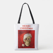 Merry Christmas. Skull wearing Santa hat トートバッグ (裏面)