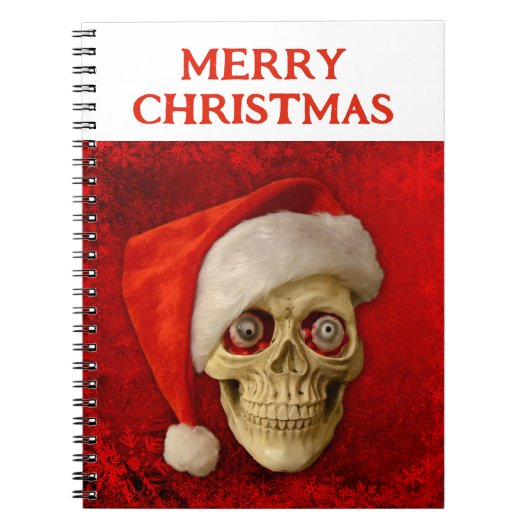 Merry Christmas. Skull wearing Santa hat ノートブック (正面)