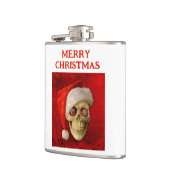 Merry Christmas. Skull wearing Santa hat フラスク (左)