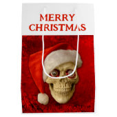 Merry Christmas. Skull wearing Santa hat ミディアムペーパーバッグ (裏面)