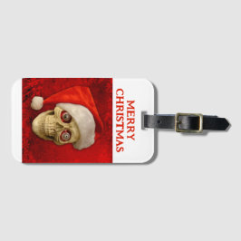 Merry Christmas. Skull wearing Santa hat ラゲッジタグ