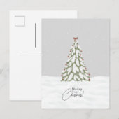 Merry Christmas Snow Christmas Tree Holiday Card ポストカード (正面/裏面)
