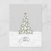 Merry Christmas Snow Christmas Tree Holiday Card ポストカード (正面)