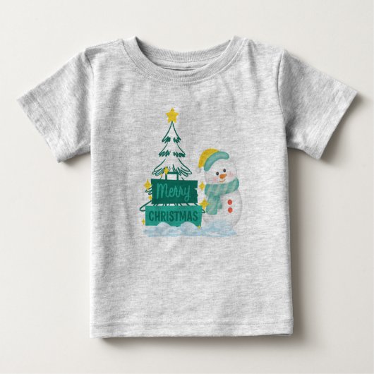 Merry Christmas Snow T-shirt ベビーTシャツ (正面)